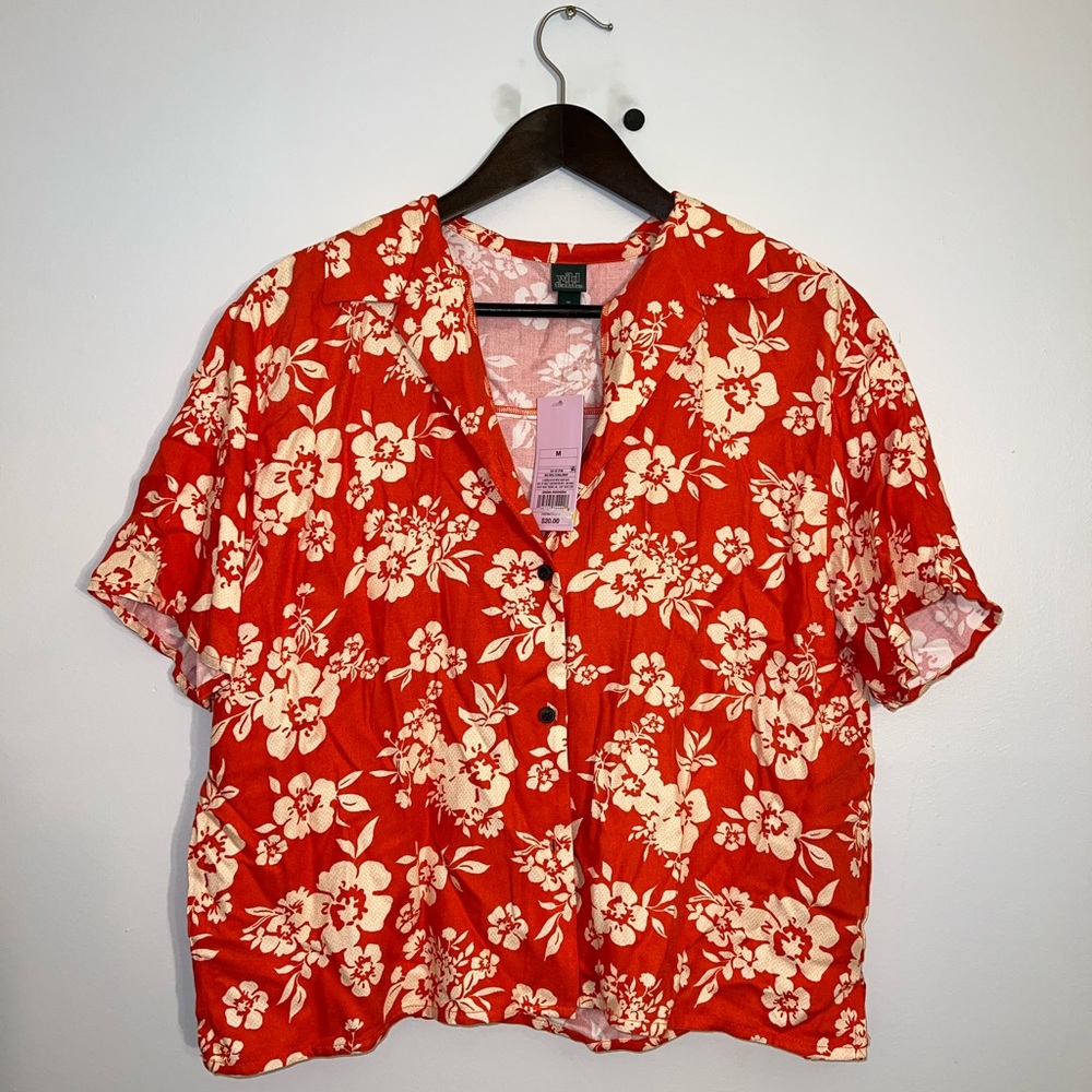Women’s Cropped Hawaiian Style Shirt NWT